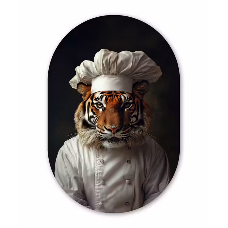 Muurovaal aluminium - Tijger - Kokskleding - Bruin — 1