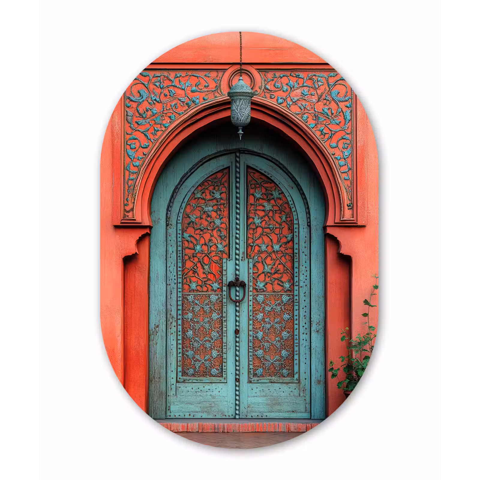 Muurovaal aluminium - Lantaarn - Deur - Turquoise — 1