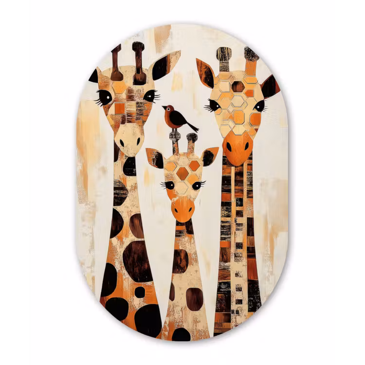 Muurovaal aluminium - Giraffen - Cartoon - Crème — 1