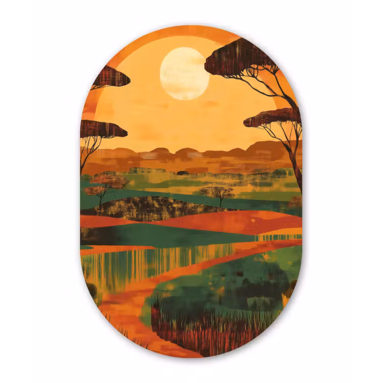 Muurovaal aluminium - Landschap - Afrikaans - Zon — 1