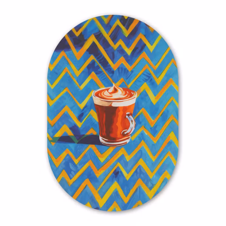 Muurovaal aluminium - Mok - Koffie - Zigzag - Slagroom — 1
