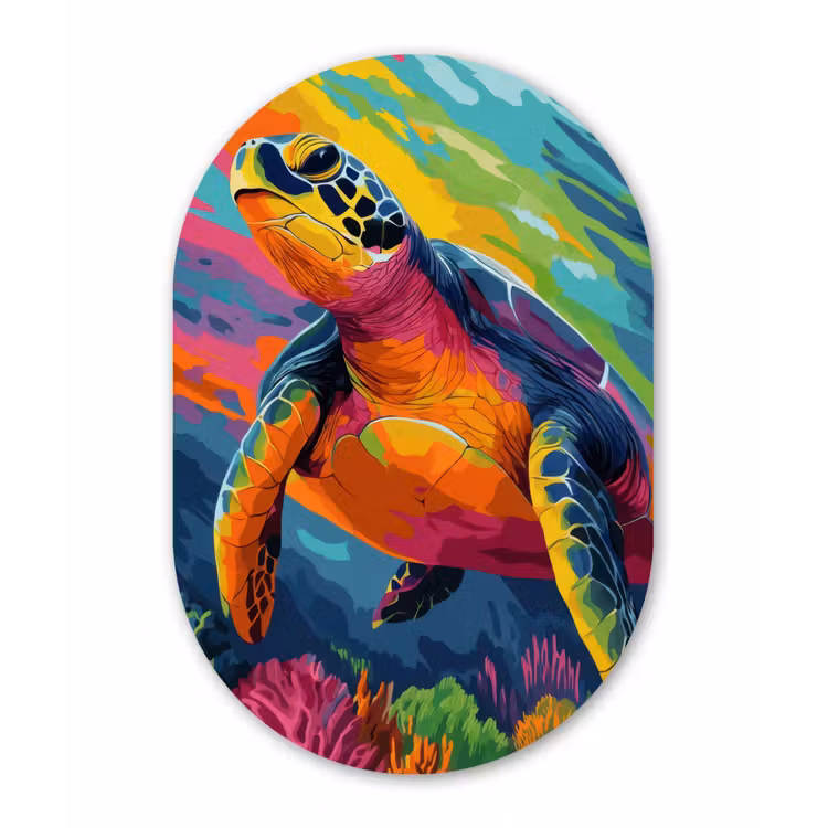 Muurovaal aluminium - Koraal - Schildpad - Abstract - Water — 1