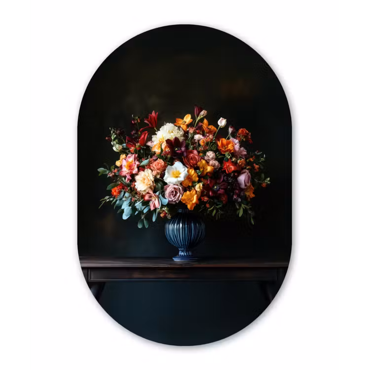 Muurovaal aluminium - Groot - Bloemen - Vaas - Boeket — 1