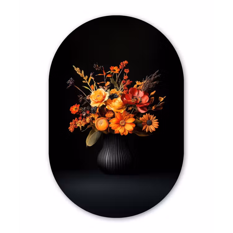 Muurovaal aluminium - Herfst - Boeket - Oranje — 1