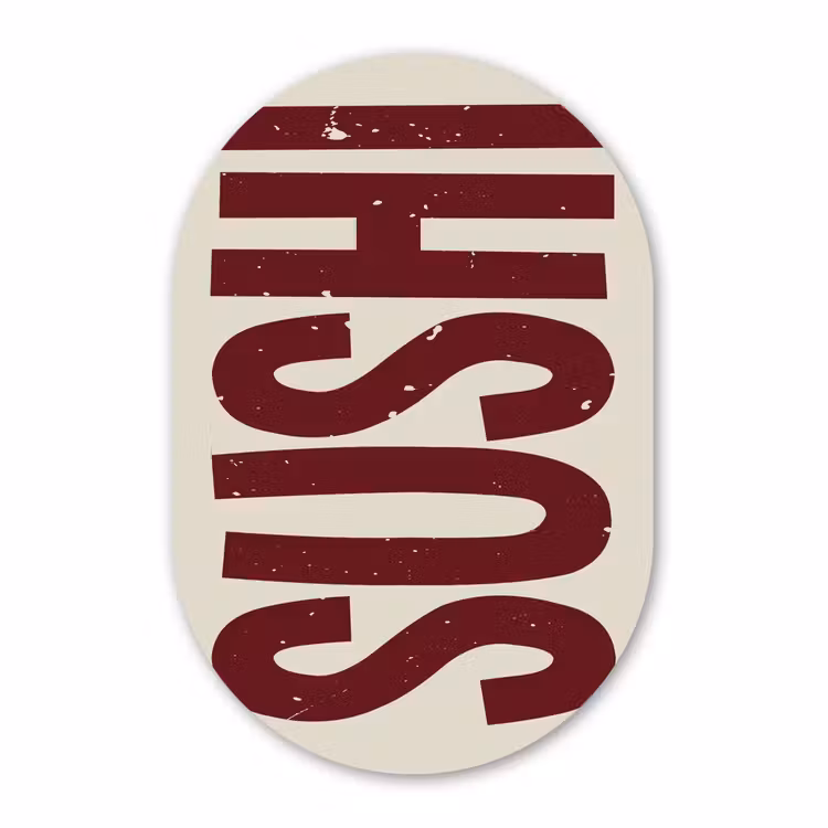 Muurovaal aluminium - Sushi - Rood - Japandi - Decoratie — 1