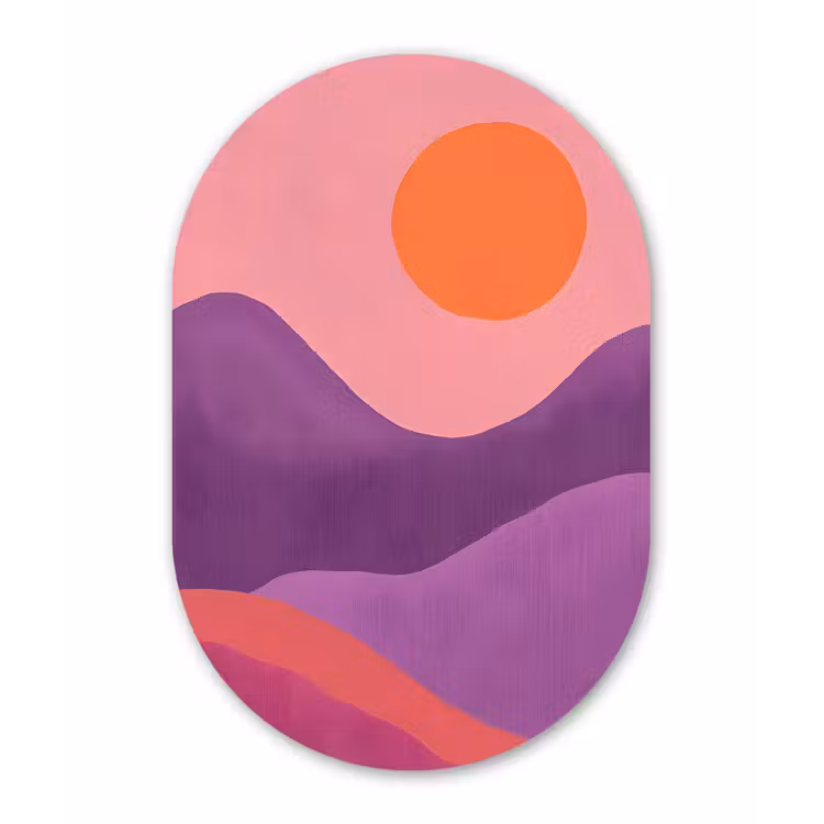 Muurovaal aluminium - Zon - Heuvels - Paars - Abstract — 1