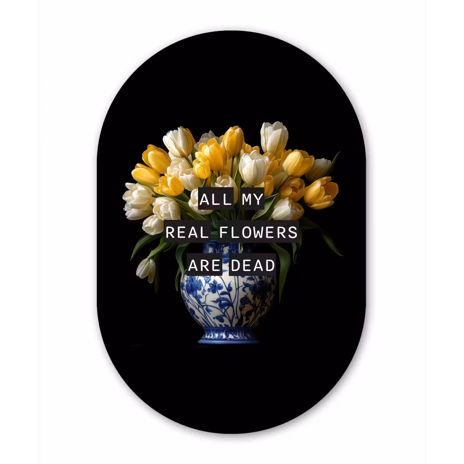 Muurovaal aluminium - Quotes - Bloem - Tulp - Geel — 1