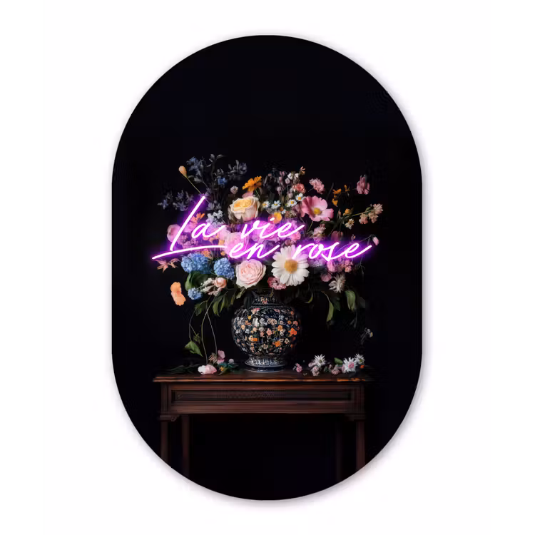 Muurovaal aluminium - Neon - Vaas - Bloemen — 1