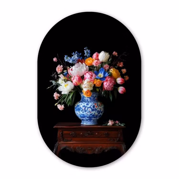 Muurovaal aluminium - Rozen - Bloemen - Vaas - Boeket — 1