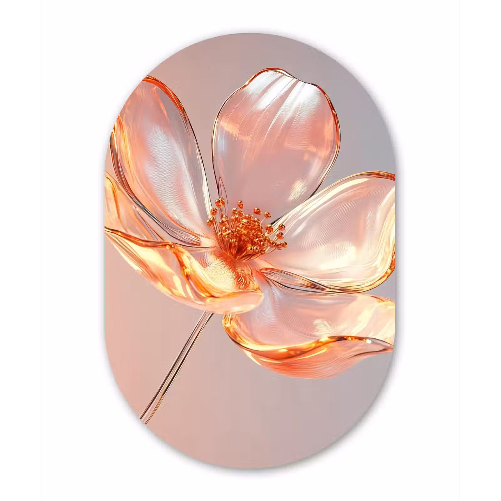 Muurovaal aluminium - Glazen - Bloem - Roze — 1