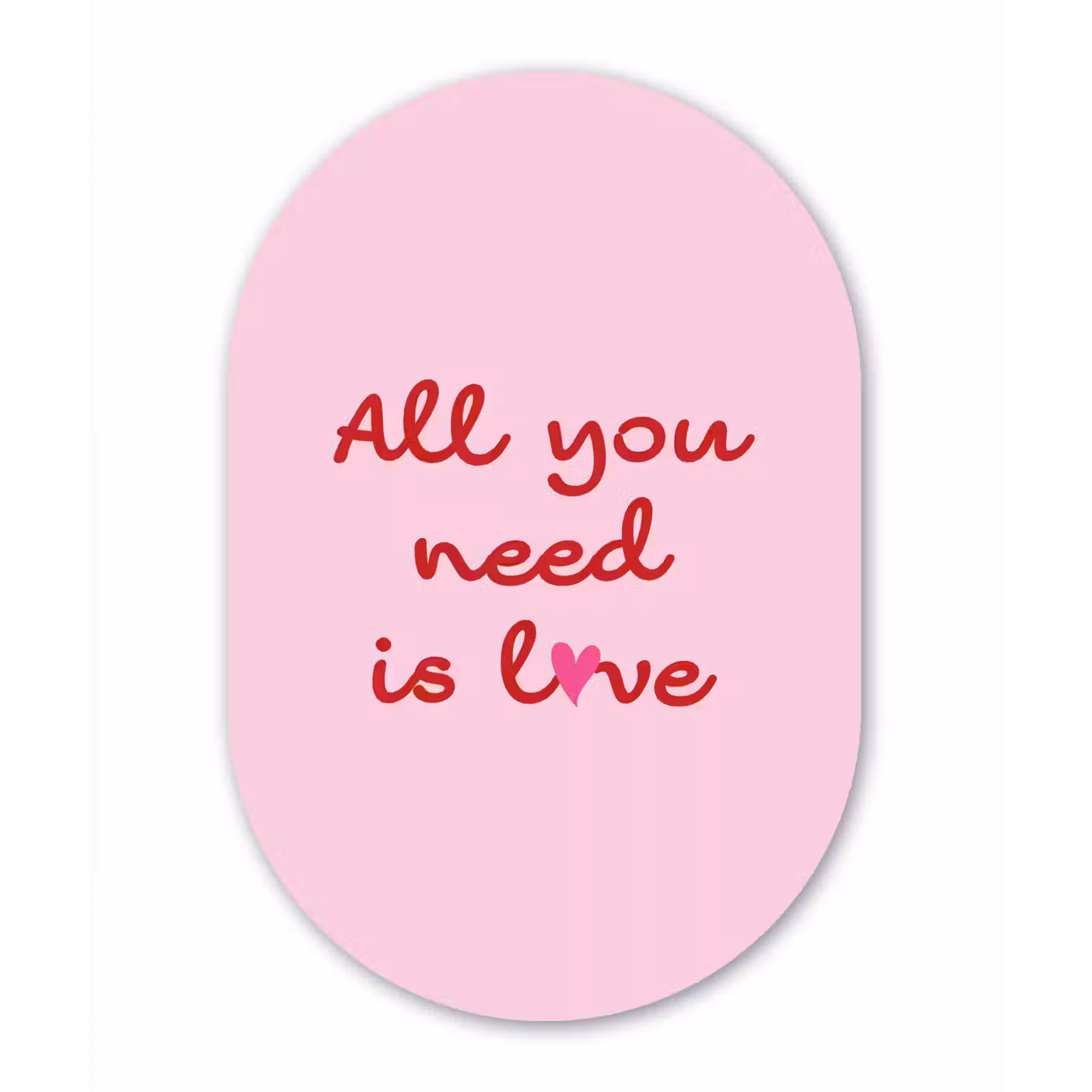 Muurovaal aluminium - Tekst - Roze - Love - Hart — 1