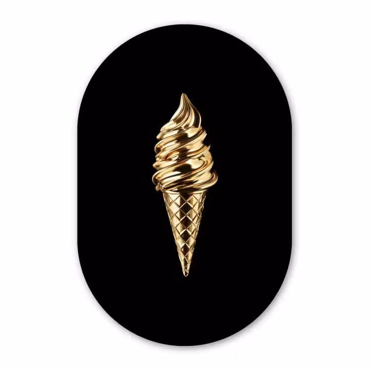 Muurovaal aluminium - Ijs - Goud - Zwart - Eten — 1