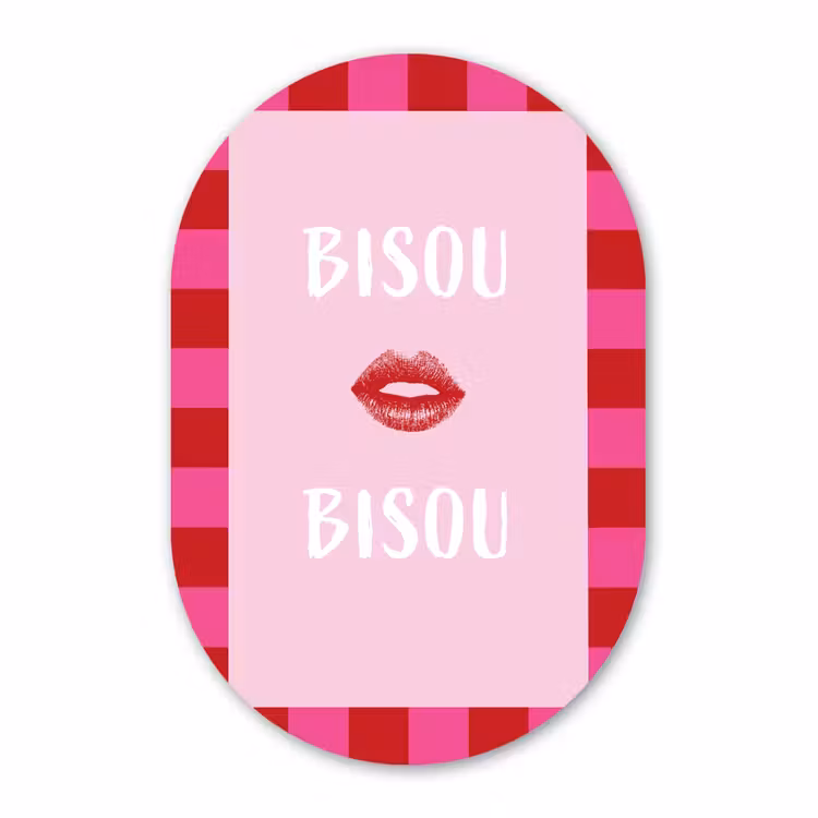 Muurovaal aluminium - Kiss - Roze - Frans - Valentijn — 1
