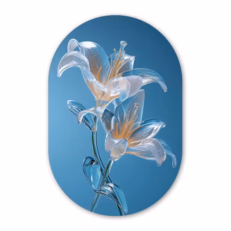 Muurovaal aluminium - Lelies - Blauw - Glazen — 1