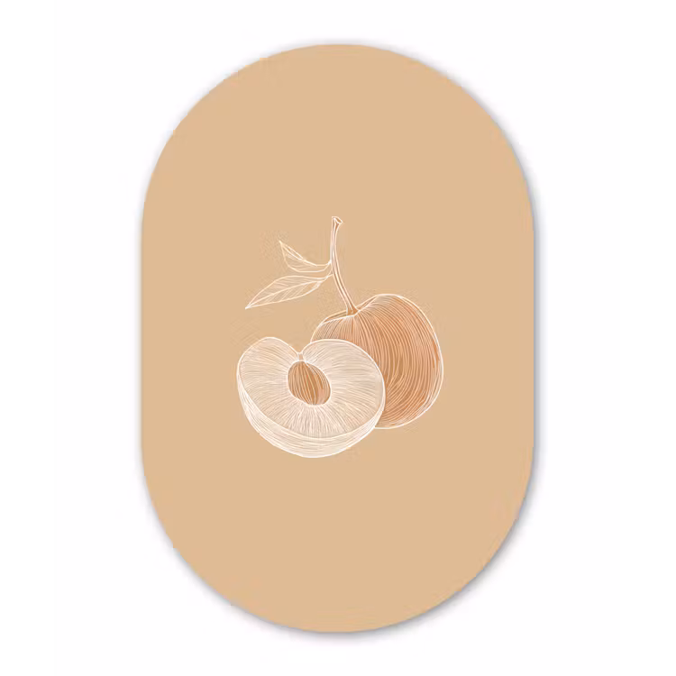 Muurovaal aluminium - Perzik - Lijntekening - Pit - Beige — 1