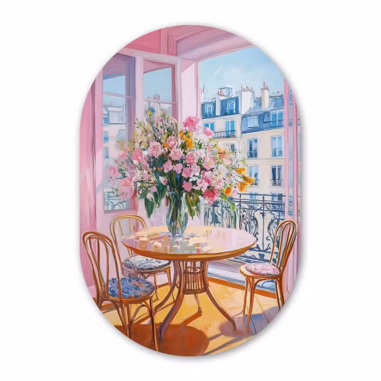 Muurovaal aluminium - Pink - City - Bloemen — 1