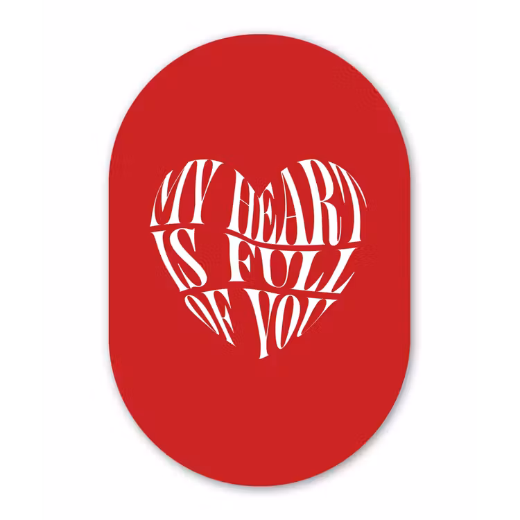Muurovaal aluminium - Rood - Hart- Tekst - Valentijn — 1