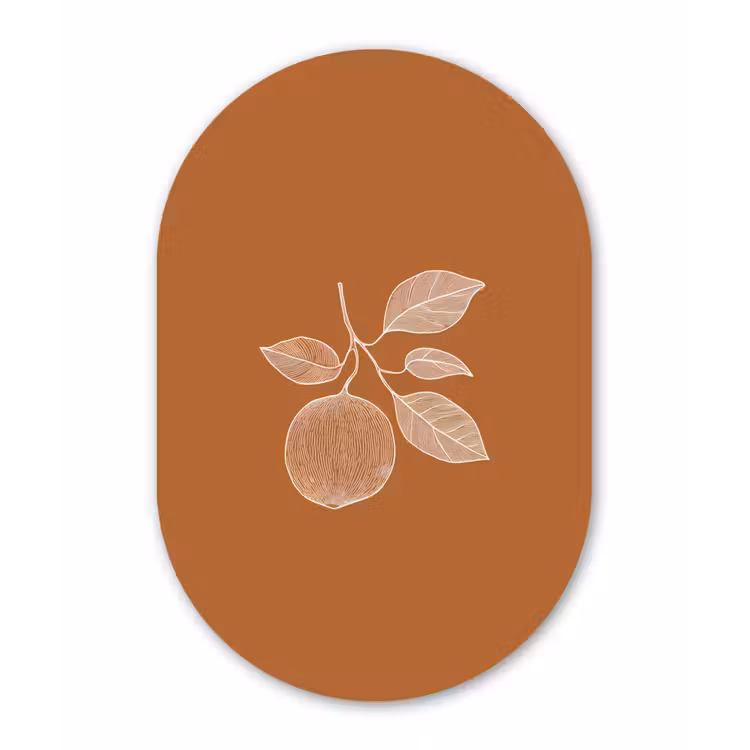 Muurovaal aluminium - Sinaasappel - Getekend - Bladeren - Bruin — 1