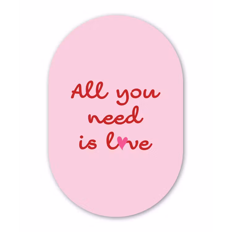 Muurovaal aluminium - Tekst - Roze - Love - Hart — 1