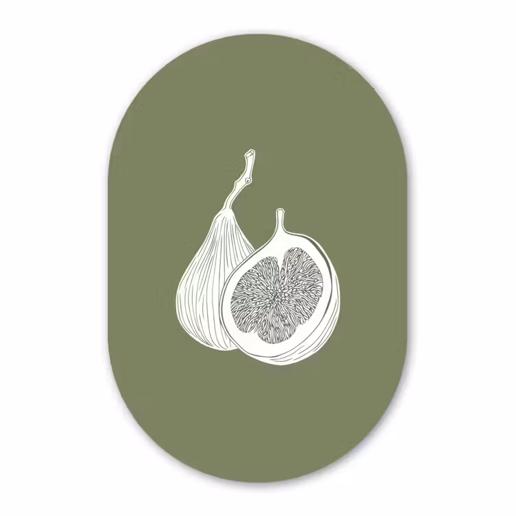 Muurovaal aluminium - Vijgen - Minimalistisch - Getekend - Mosgroen — 1