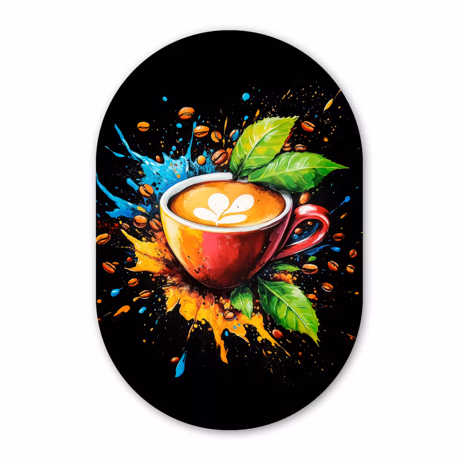 Muurovaal aluminium - Koffie - Graffiti - Drinken - Abstract — 1