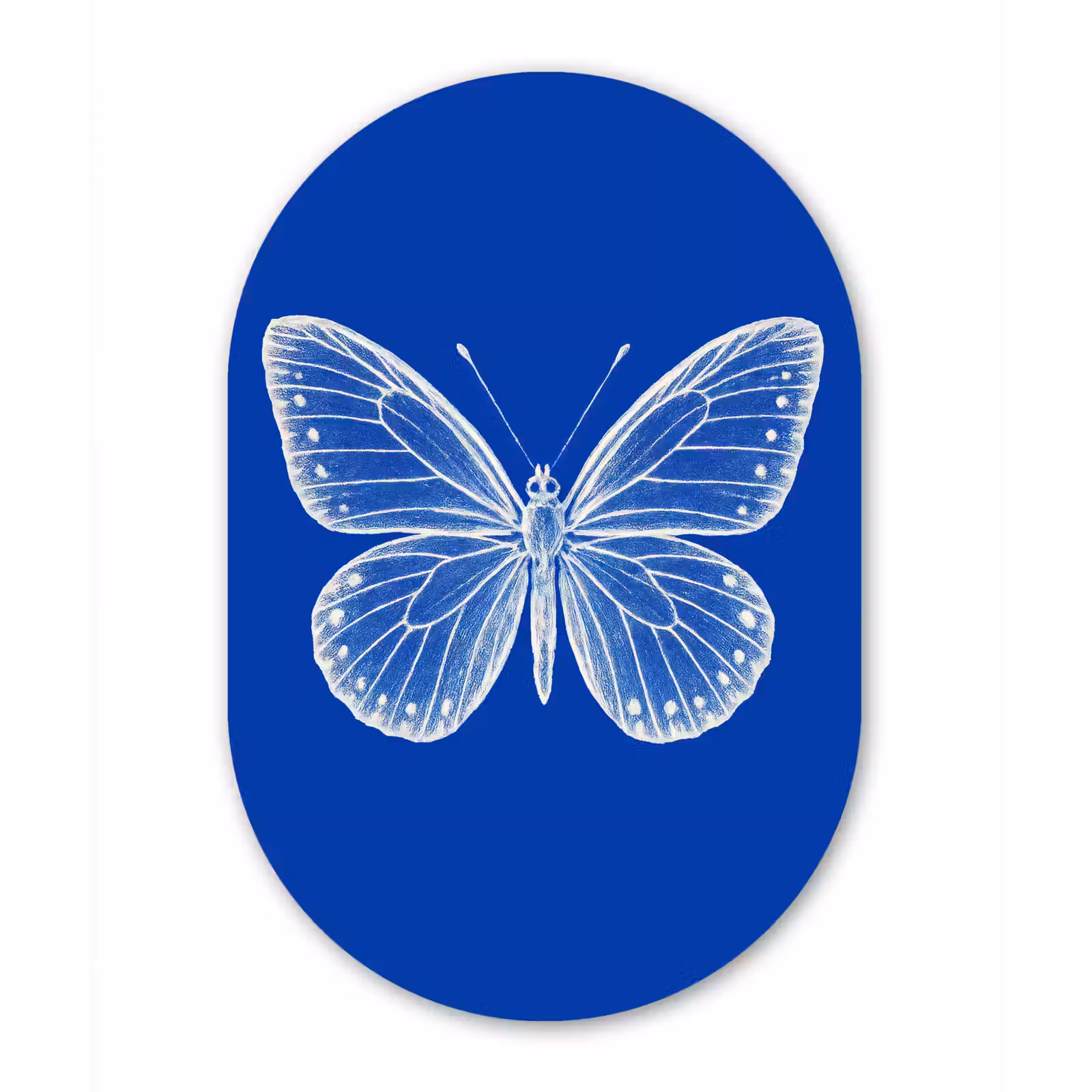 Muurovaal aluminium - Vlinder - Wit - Getekend - Stippen — 1