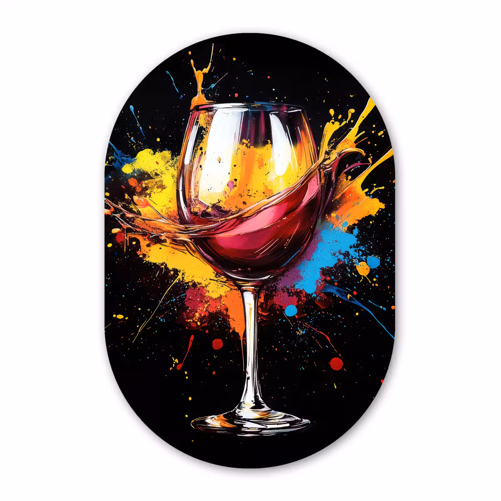 Muurovaal aluminium - Wijn - Glas - Graffiti - Borrel - Rood - Verf — 1