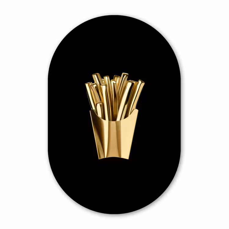 Muurovaal aluminium - Friet - Goud - Chrome - Eten — 1