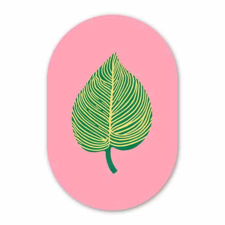 Muurovaal aluminium - Illustratie - Blad - Minimalistisch - Groen — 1