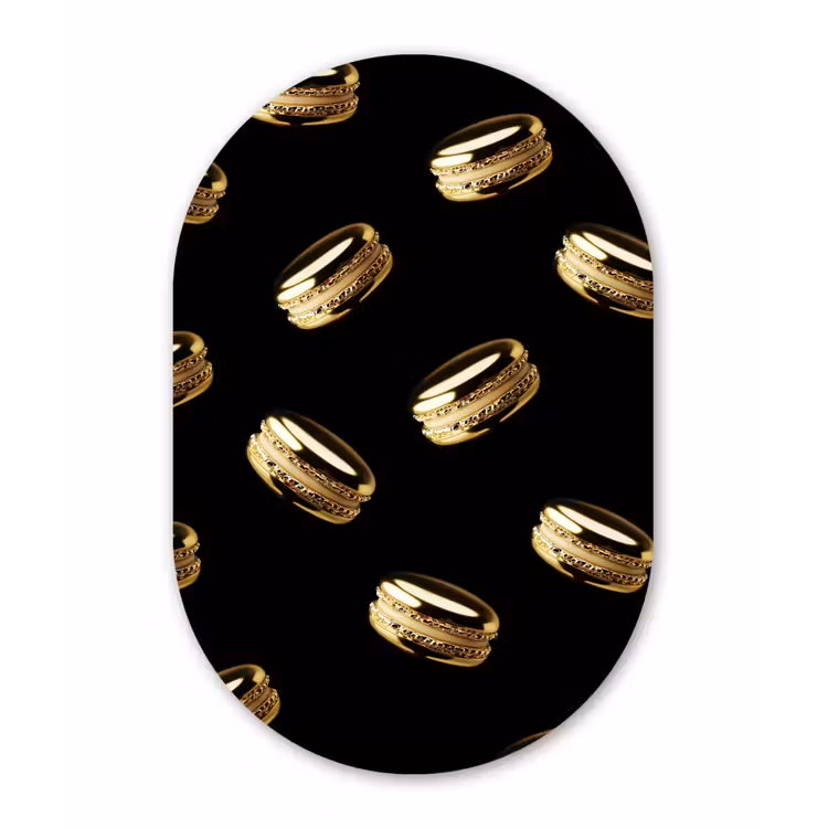 Muurovaal aluminium - Macarons - Patroon - Goud - Zwart — 1