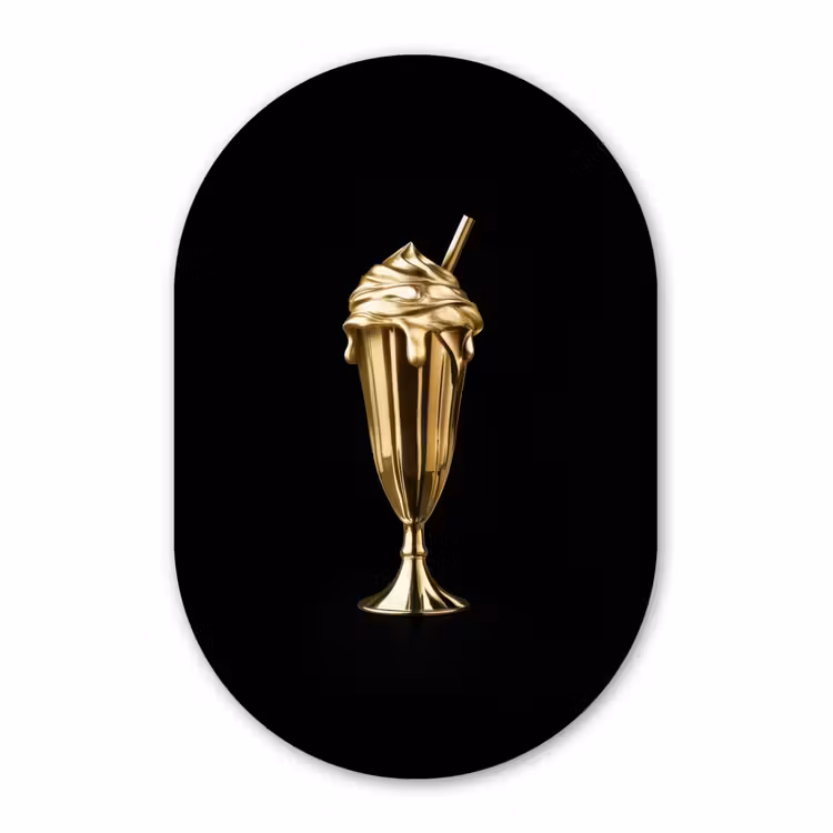 Muurovaal aluminium - Milkshake - Goud - Drinken - Zwart — 1