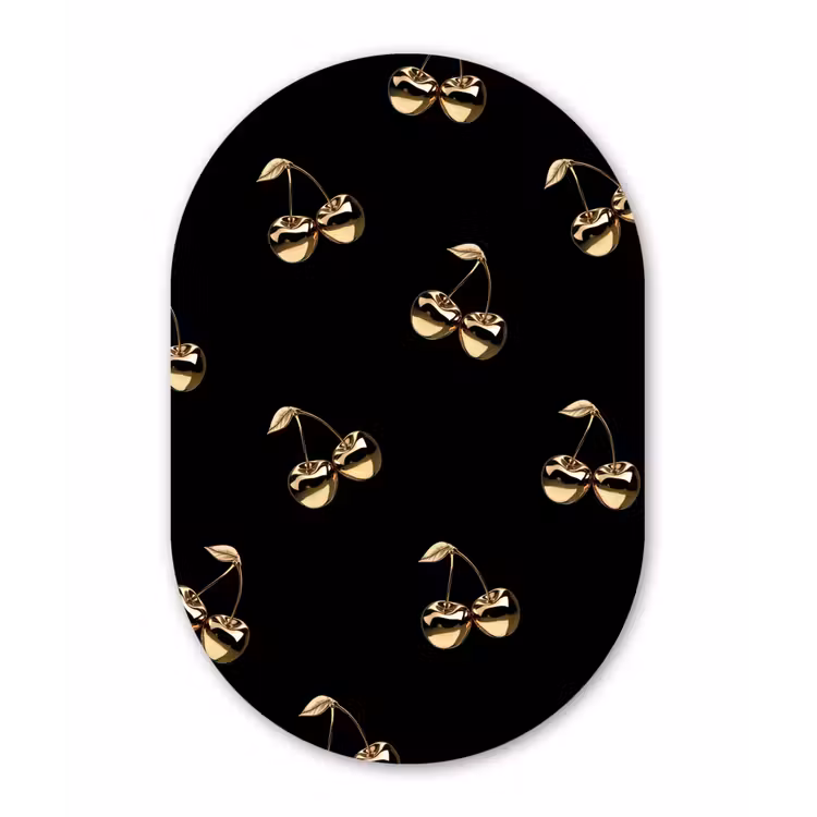 Muurovaal aluminium - Patroon - Kersen - Goud - Chrome — 1