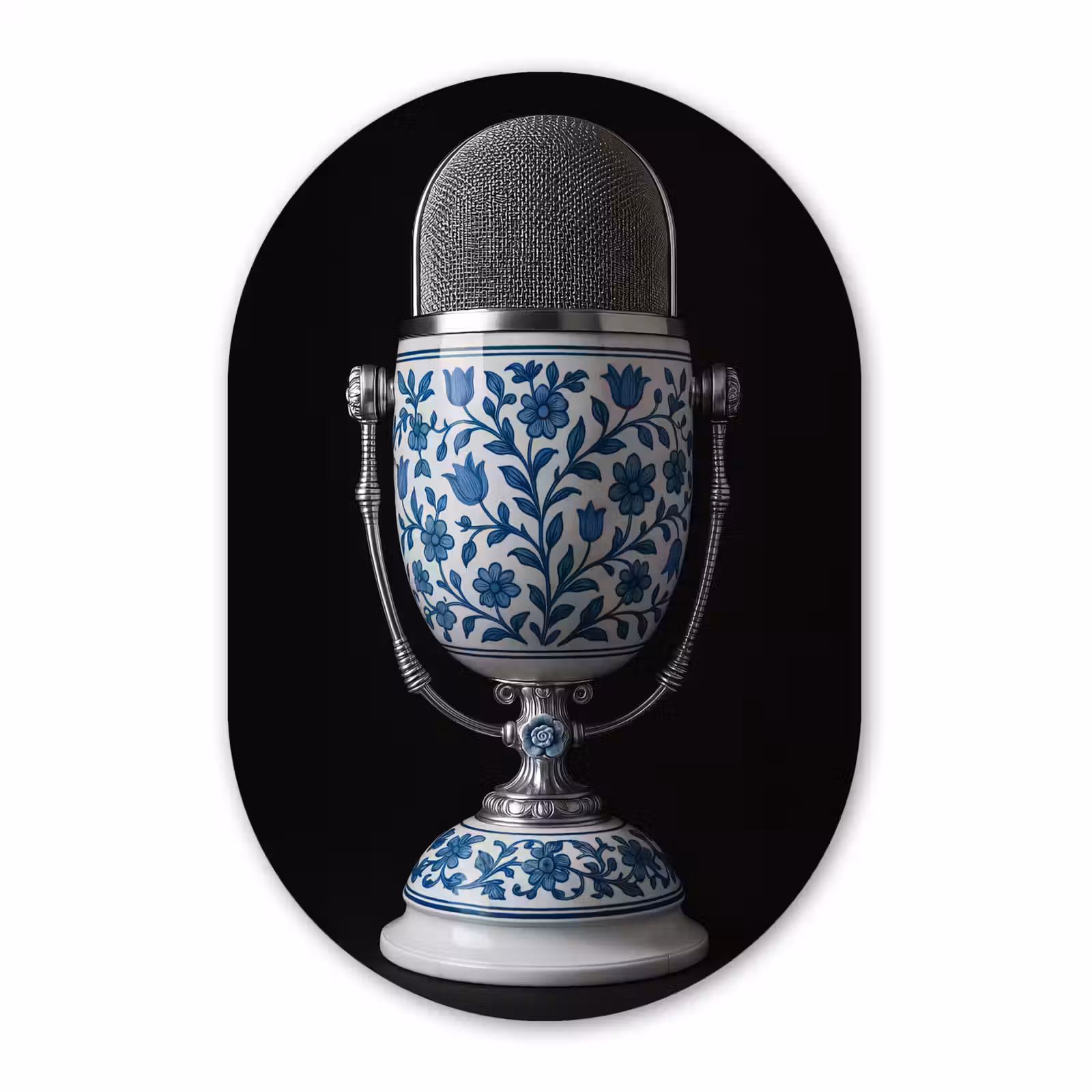 Muurovaal aluminium - Microfoon - Delfts blauw - Muziek — 1
