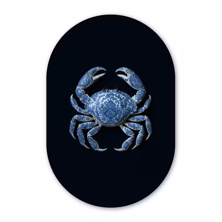 Muurovaal aluminium - Krab - Delfts blauw - Dieren — 1