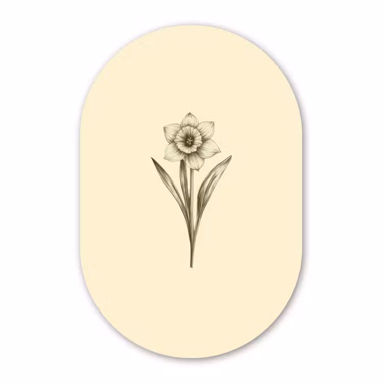 Muurovaal aluminium - Zwart - Narcis - Illustratie — 1