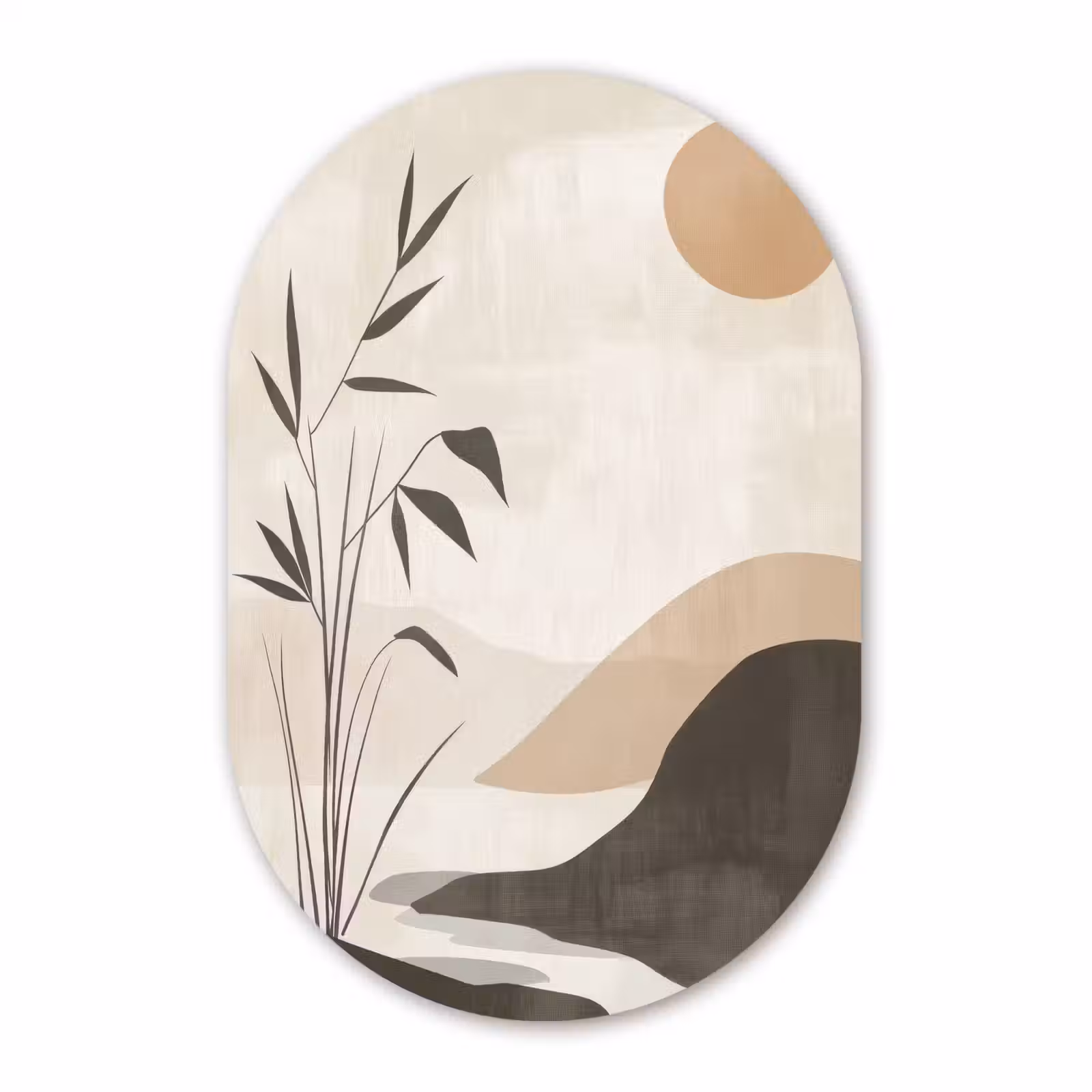 Muurovaal aluminium - Japandi - Landschap - Beige — 1