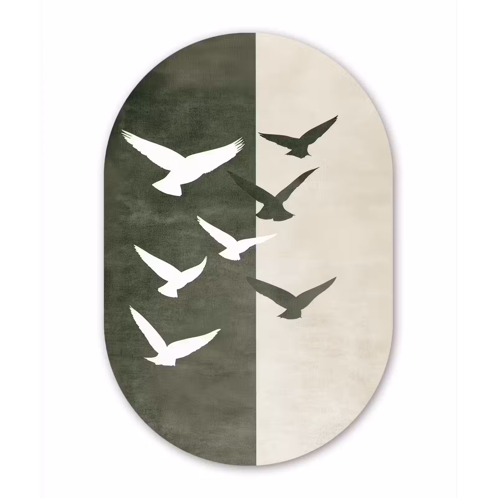 Muurovaal aluminium - Japandi - Vogel - Groen — 1