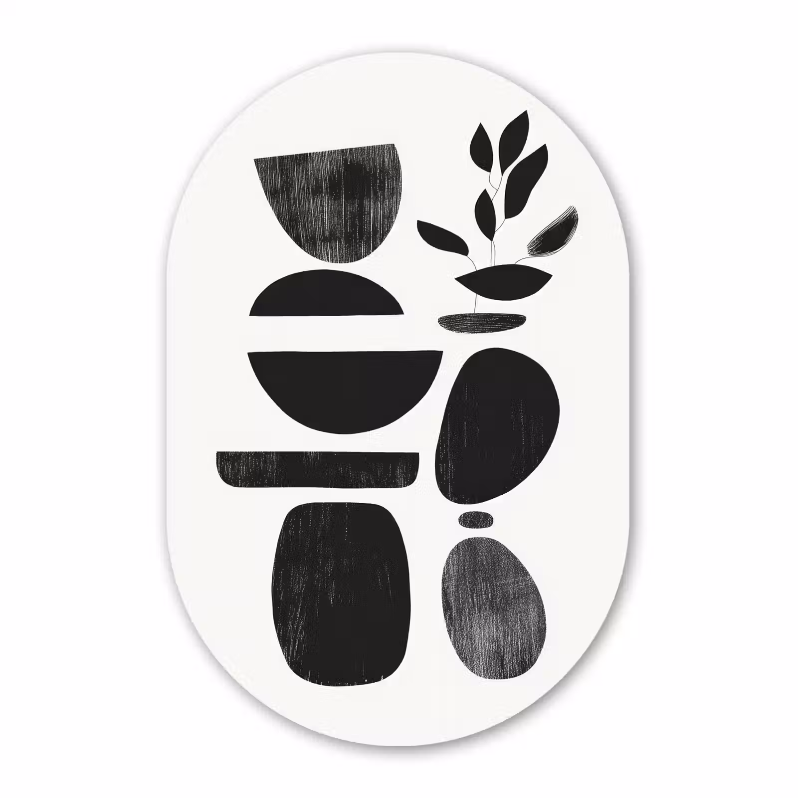 Muurovaal aluminium - Japandi - Zwart - Abstract — 1