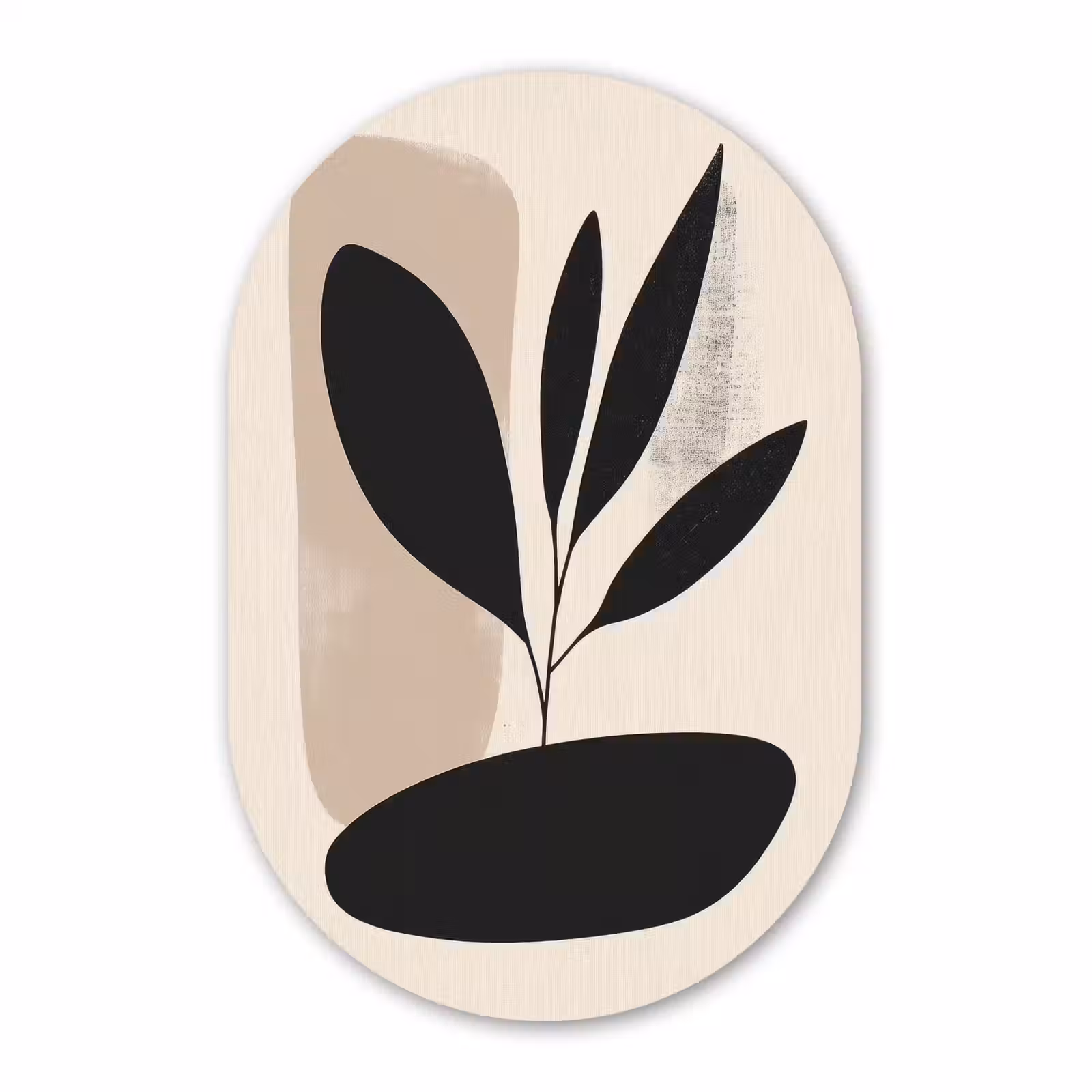 Muurovaal aluminium - Plant - Beige - Japandi — 1