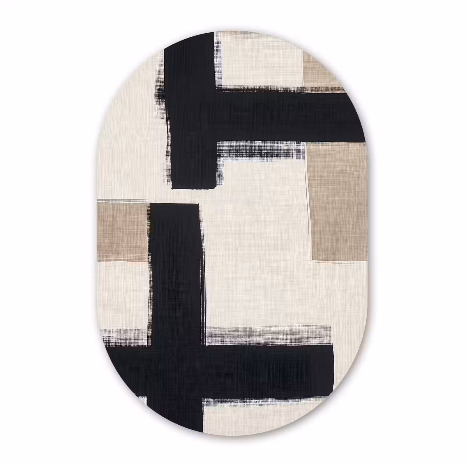 Muurovaal aluminium - Zwart - Abstract - Japandi — 1