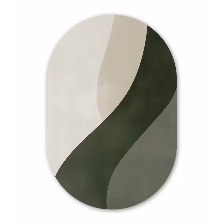 Muurovaal aluminium - Japandi - Groen - Abstract - Modern — 1