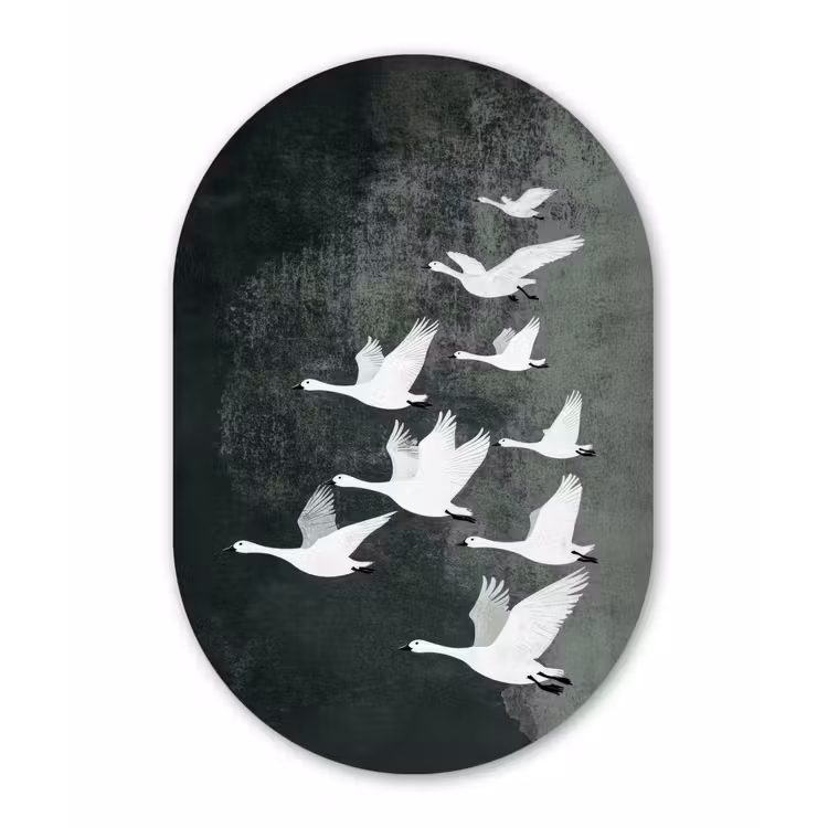 Muurovaal aluminium - Vogel - Japandi - Groen — 1