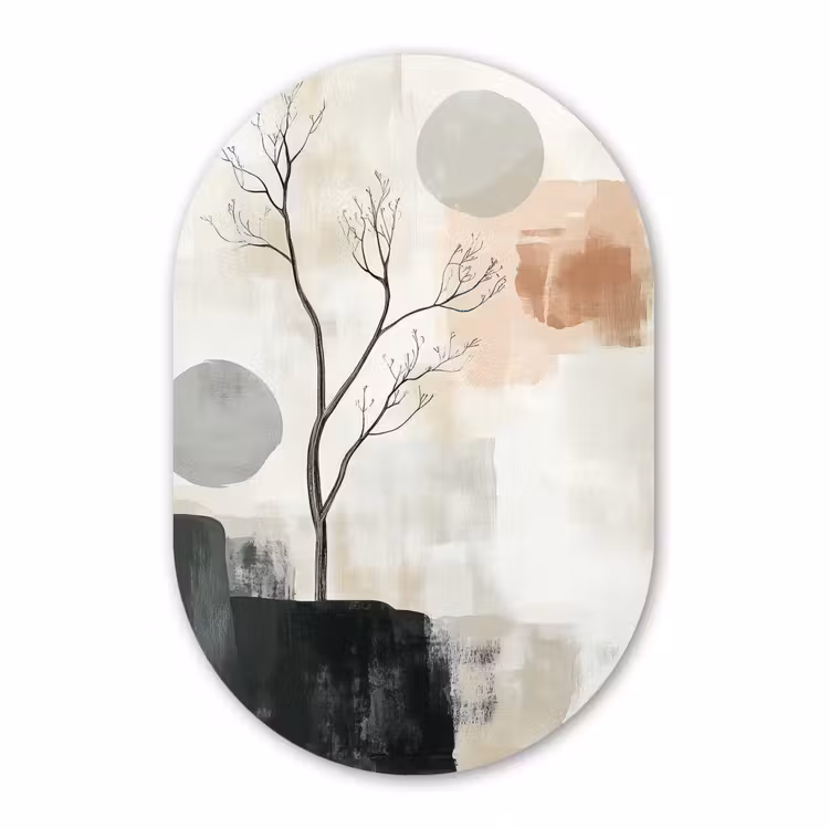 Muurovaal aluminium - Wabi sabi - Beige - Plant — 1