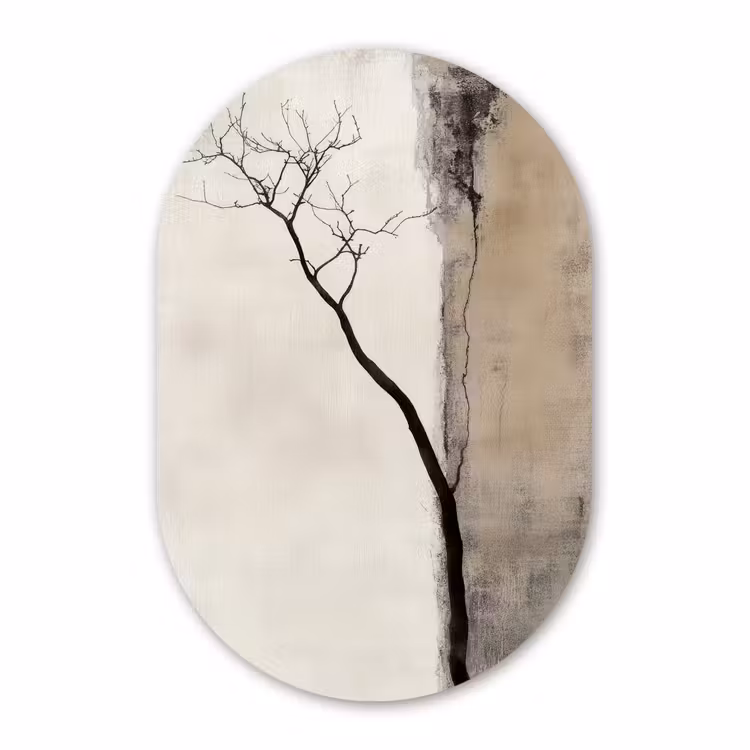Muurovaal aluminium - Wabi sabi - Plant - Beige — 1