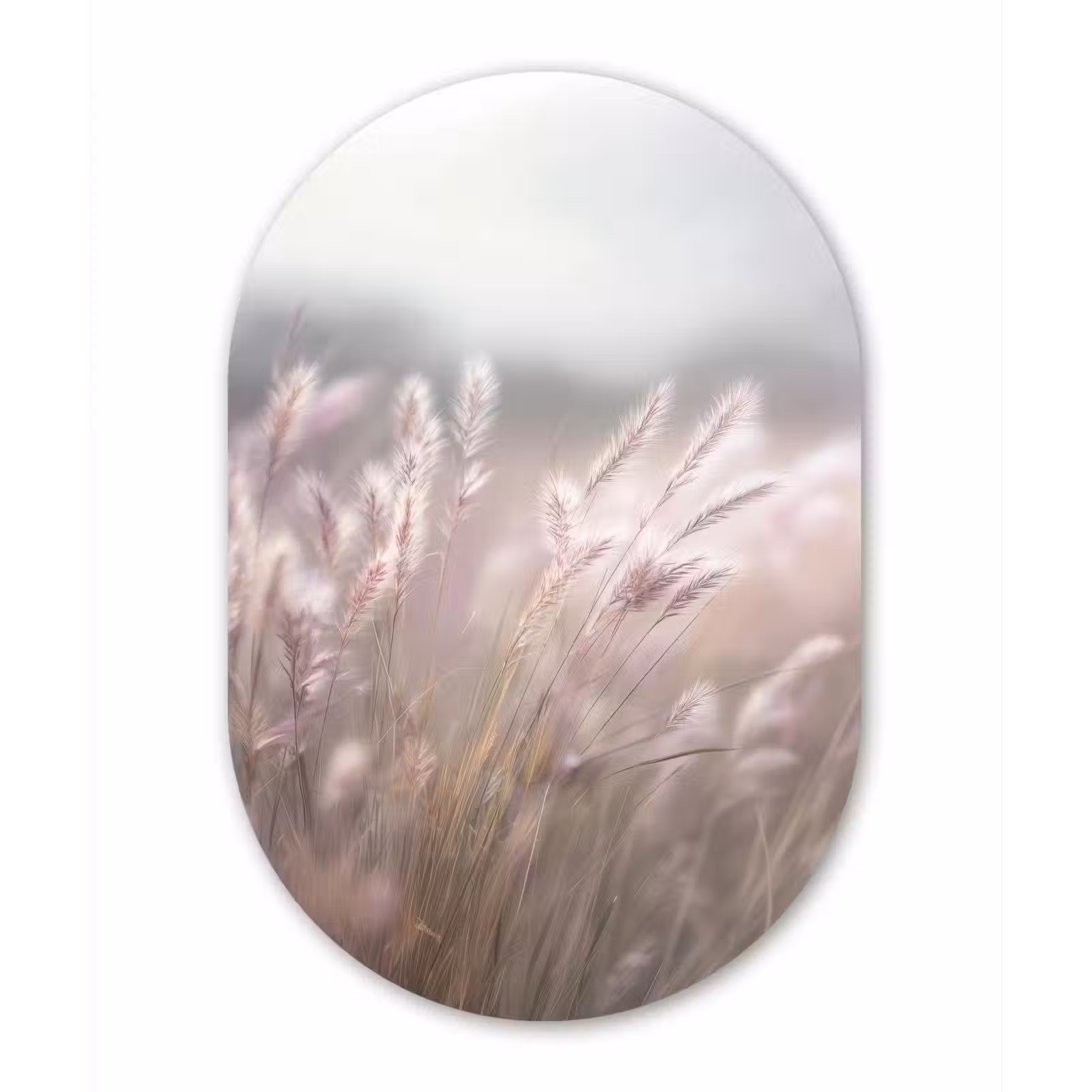 Muurovaal aluminium - Graspluimen - Wind - Beige - Mistig — 1
