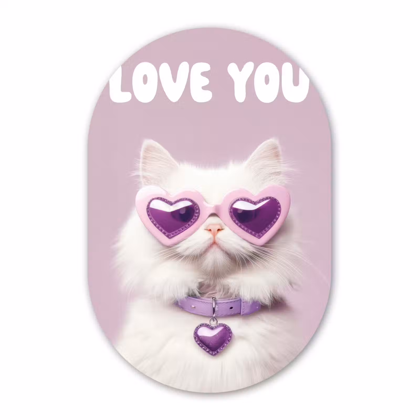 Muurovaal aluminium - Kat - Love - Paars - Valentijn — 1