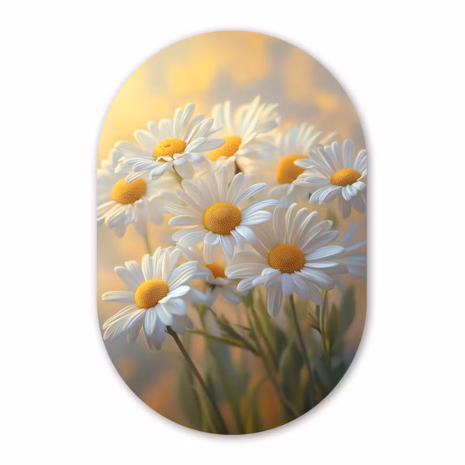 Muurovaal aluminium - Madeliefjes - Wit - Zonlicht — 1