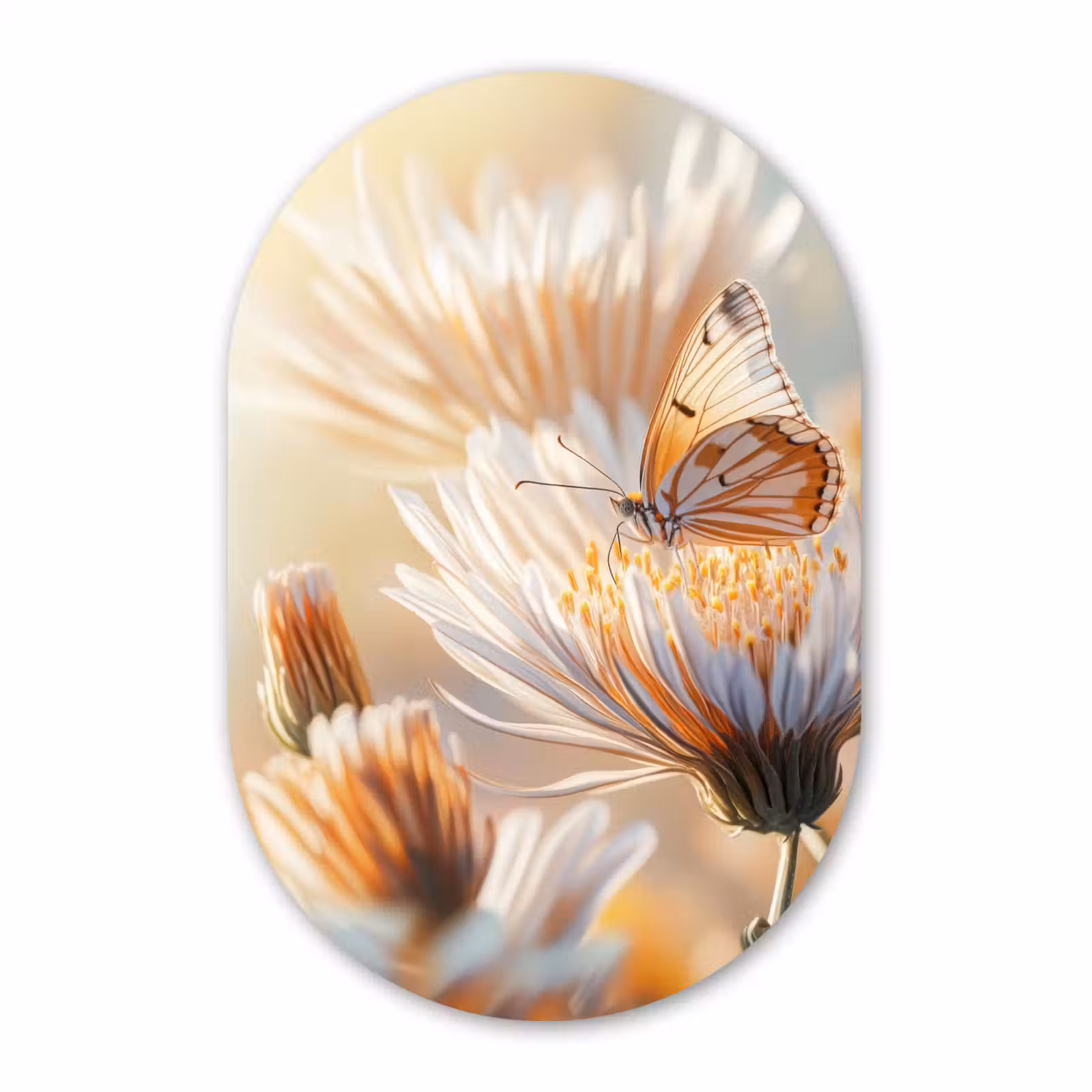 Muurovaal aluminium - Vlinder - Bloem - Oranje — 1