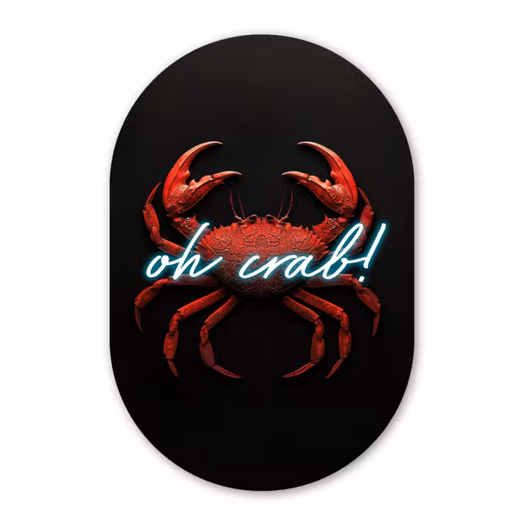 Muurovaal aluminium - Krab - Rood - Neon - Quote — 1