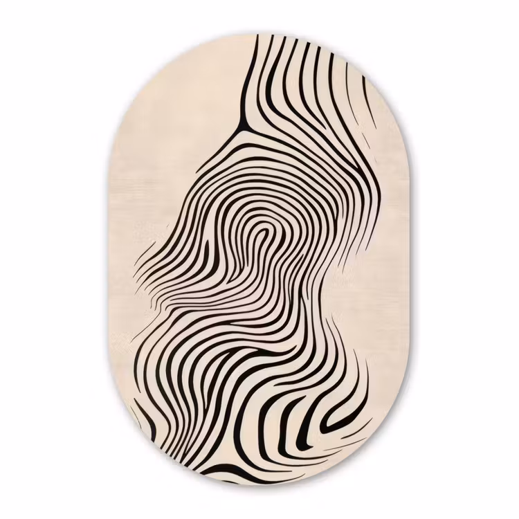 Muurovaal aluminium - Lijnen - Abstract - Golvend - Zwart — 1